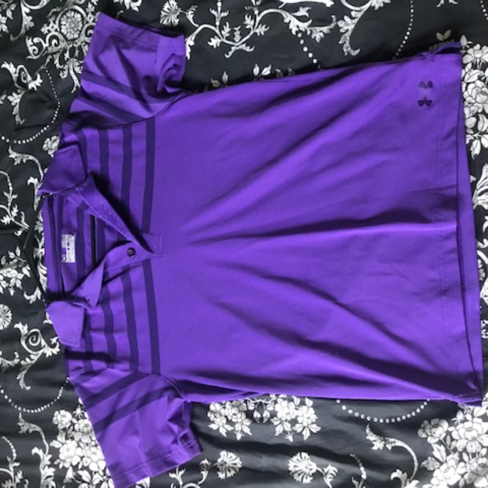 Mens Under Armour Golf Shirt Heat Purple Size S